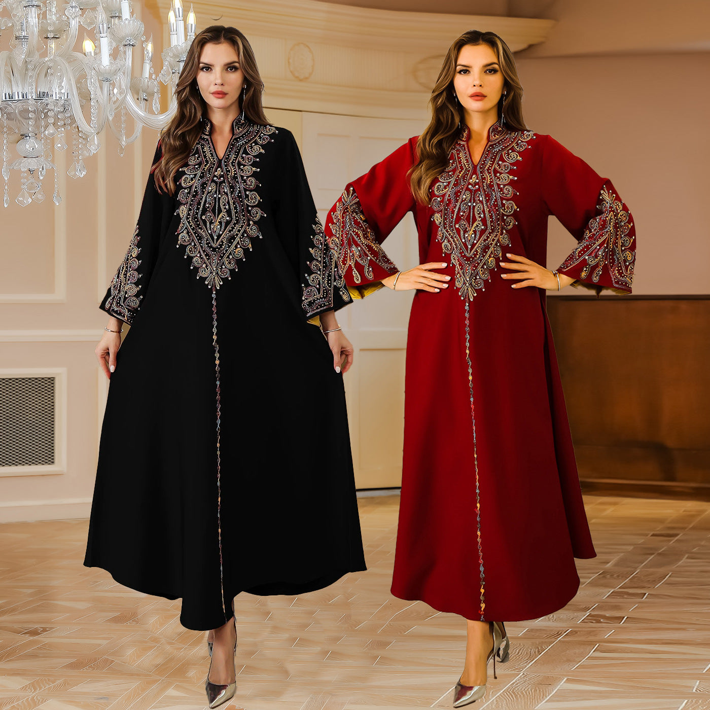 Robe abaya raffinée brodée – Style oriental chic