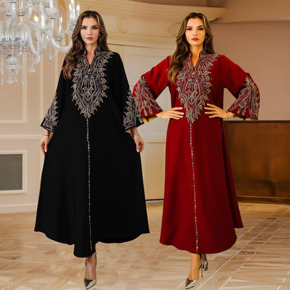 Robe abaya raffinée brodée – Style oriental chic