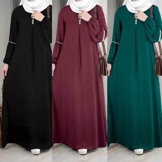 Abaya à manches longues Robe décontractée à sequins