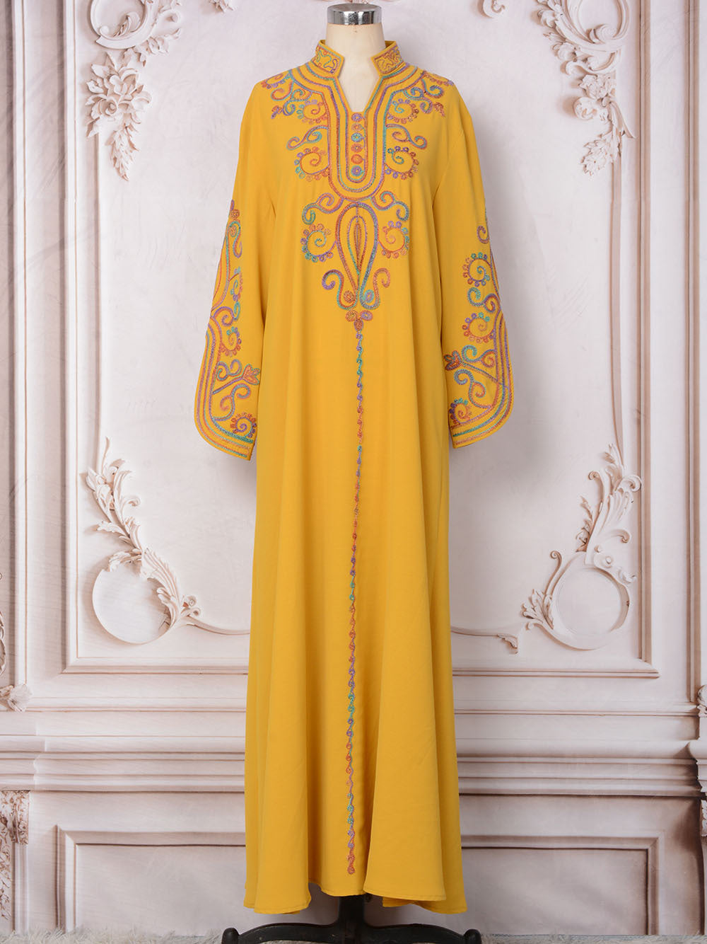 Robe élégante pour femmes, broderie à cordon, style Moyen-Orient/Dubai