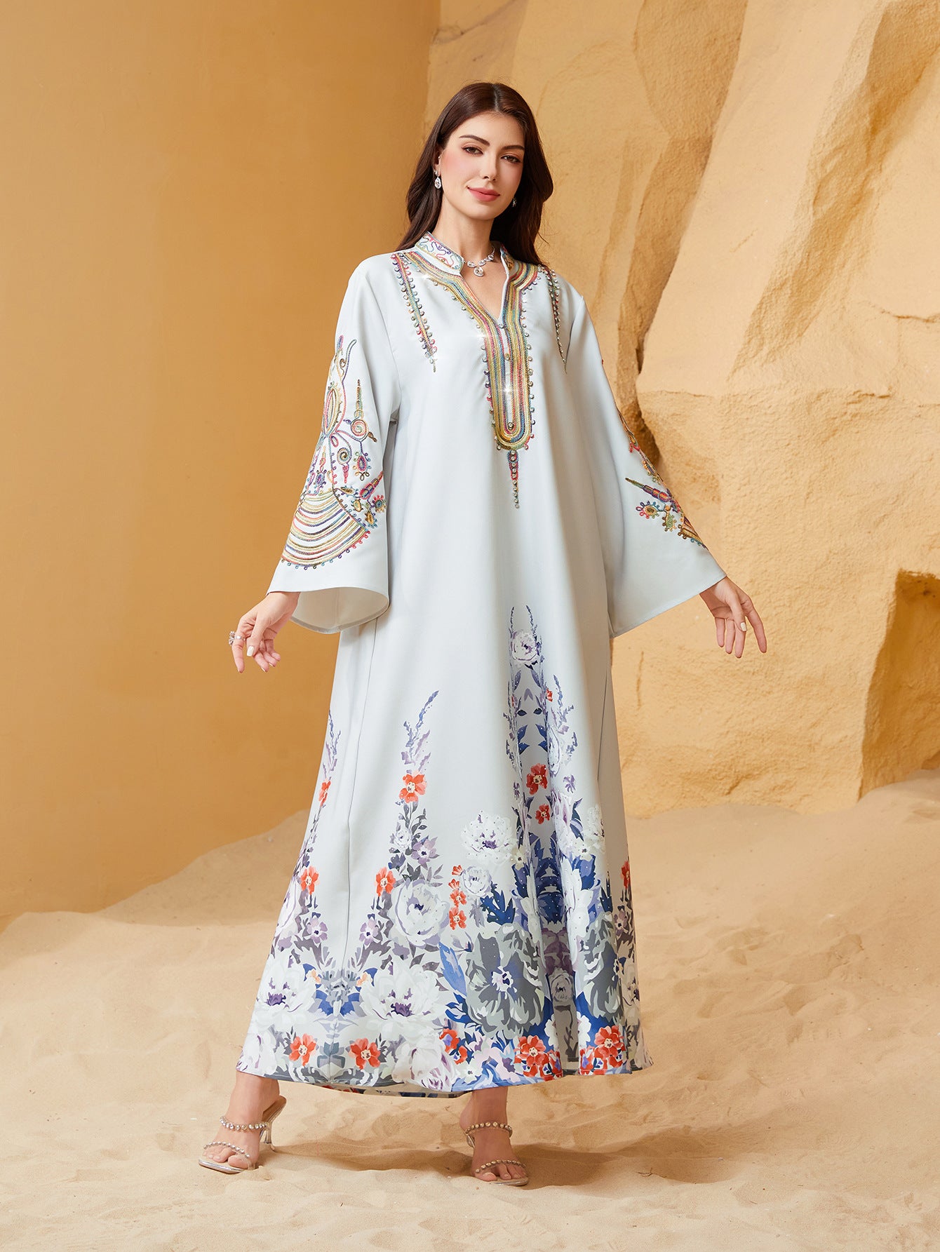 Robe Abaya, Broderie à Corde, Style Dubai,