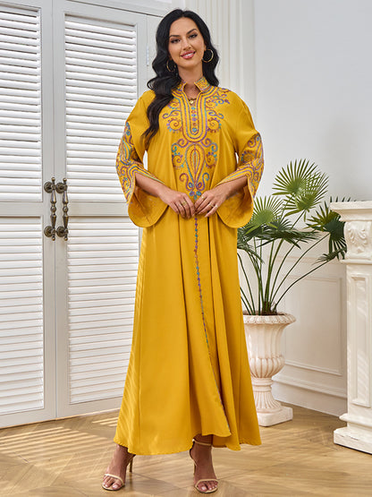 Robe élégante pour femmes, broderie à cordon, style Moyen-Orient/Dubai