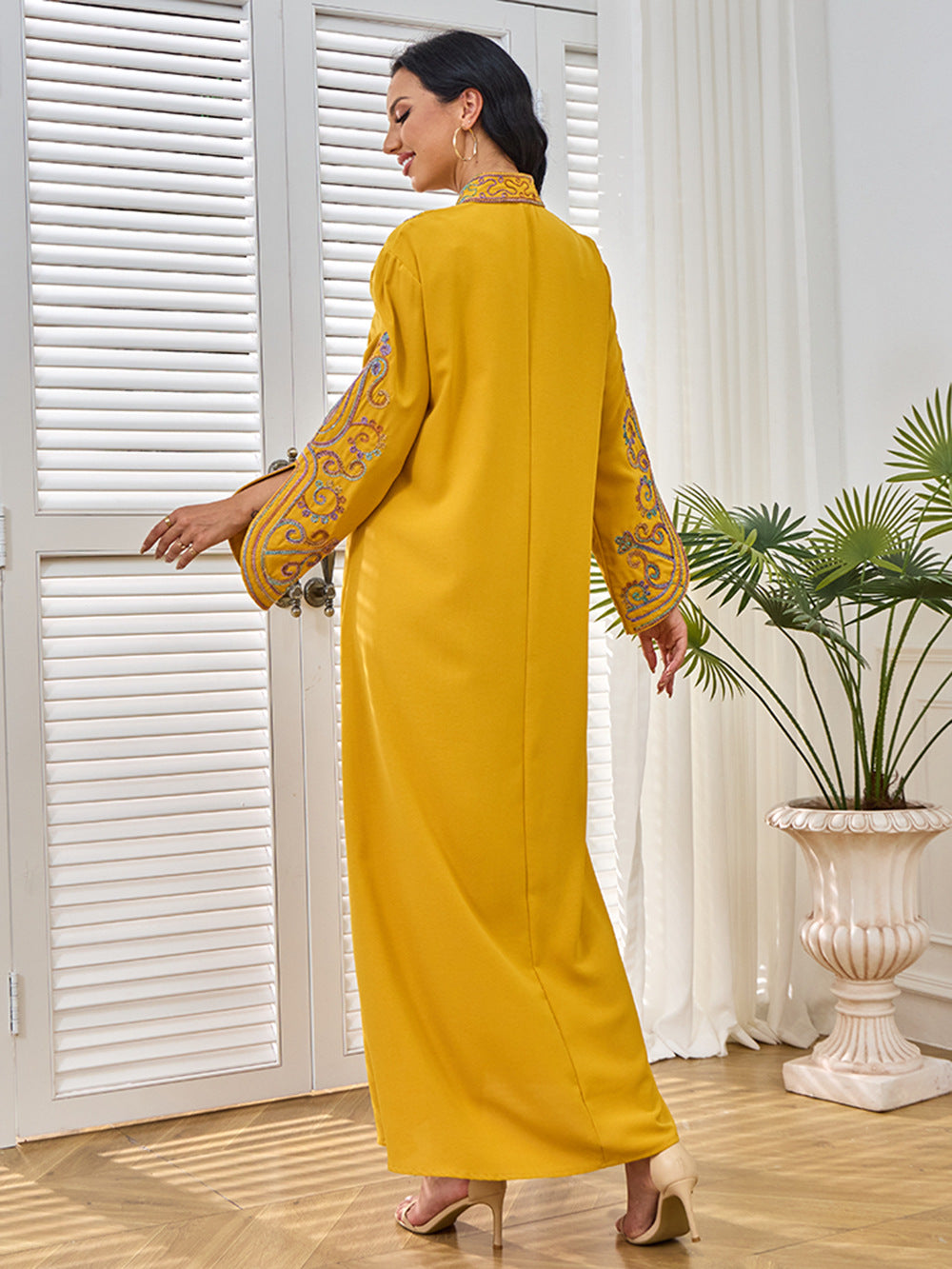 Robe élégante pour femmes, broderie à cordon, style Moyen-Orient/Dubai