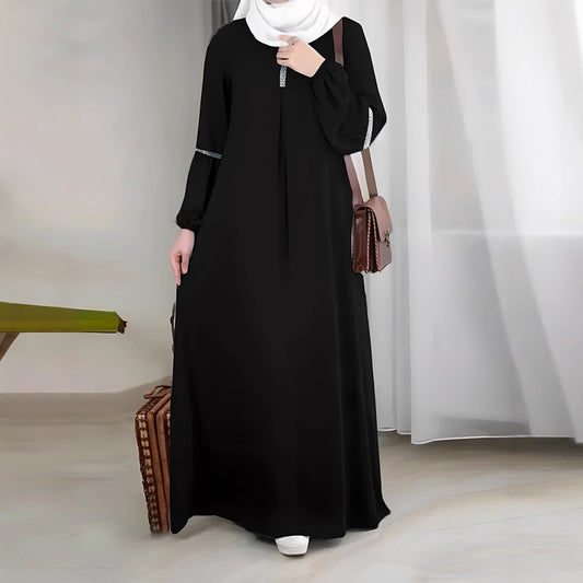Abaya à manches longues Robe décontractée à sequins
