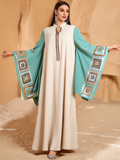 Robe Abaya Dubai style Moyen-Orient, manches chauve-souris, Caftan musulman élégant