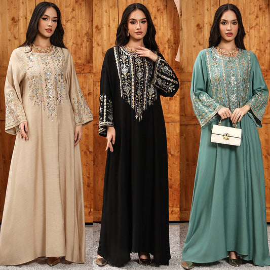 Robe jalabiya Abaya  brodée pour femme – Mode arabe élégante