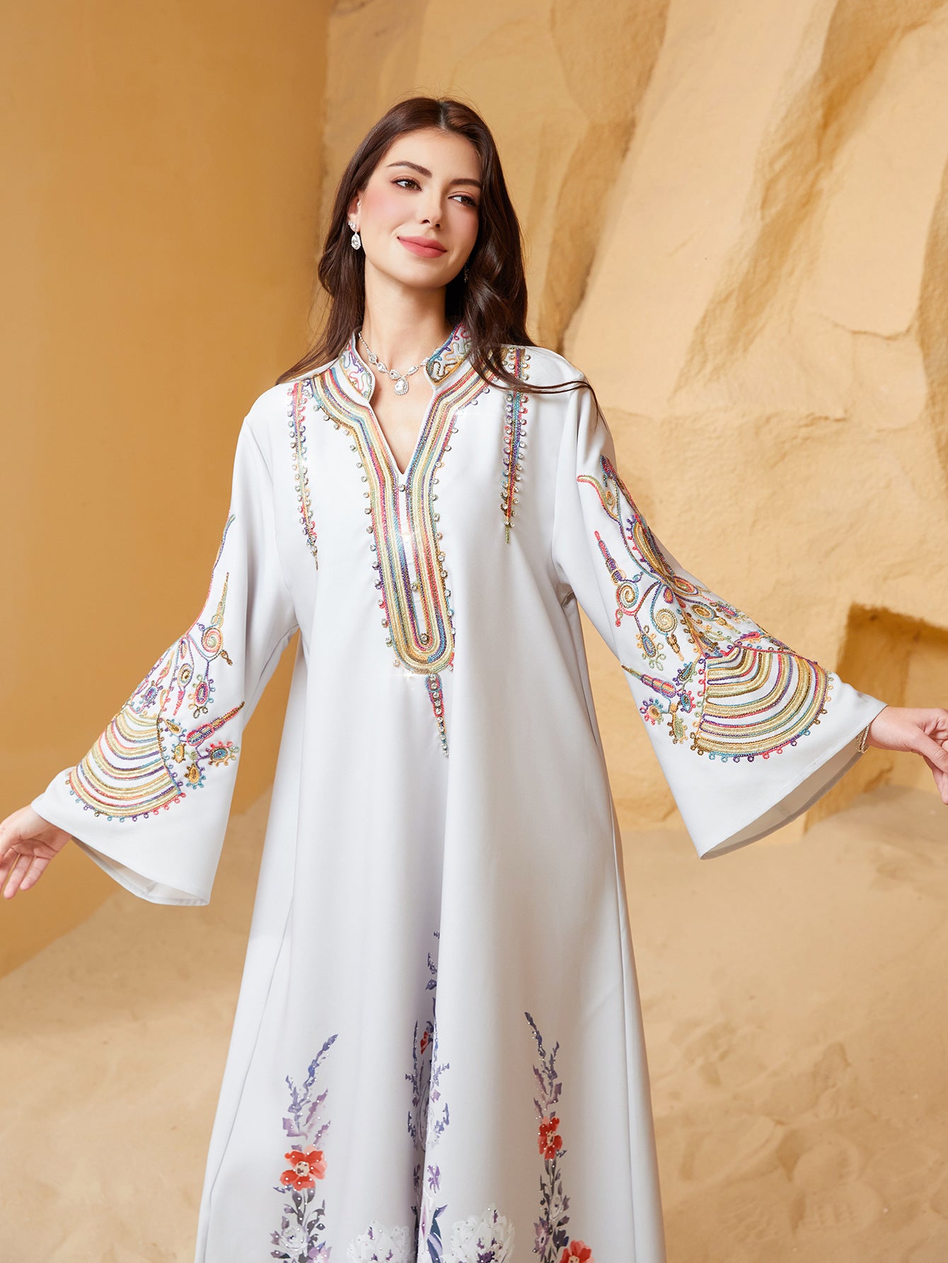 Robe Abaya, Broderie à Corde, Style Dubai,