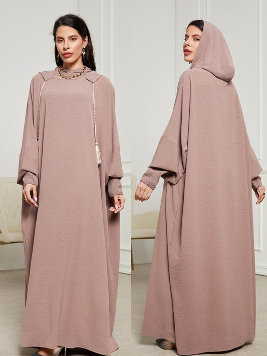 Robe ou Abaya avec capuche et cordon de serrage , vêtement islamique pour un usage quotidien