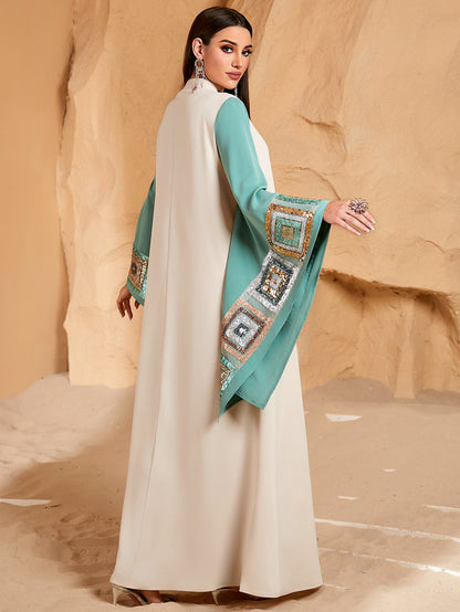Robe Abaya Dubai style Moyen-Orient, manches chauve-souris, Caftan musulman élégant