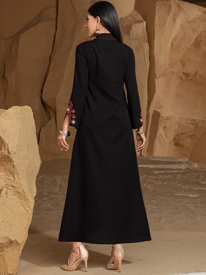 Nouvelle robe Abaya haut de gamme, brodée de perles de riz