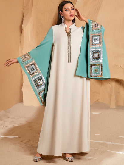 Robe Abaya Dubai style Moyen-Orient, manches chauve-souris, Caftan musulman élégant