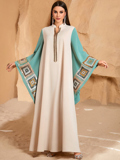 Robe Abaya Dubai style Moyen-Orient, manches chauve-souris, Caftan musulman élégant